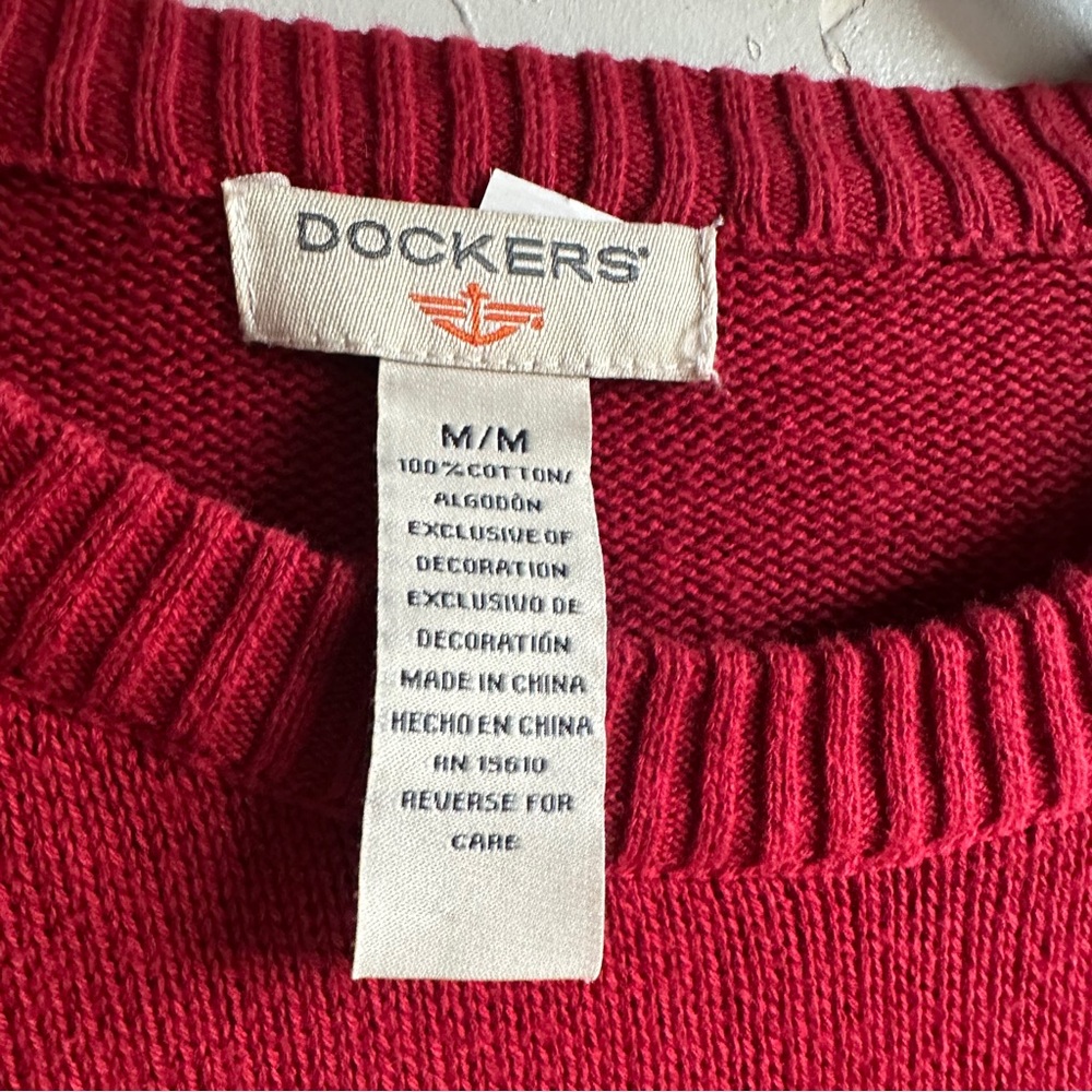 Dockers Polar Bear Fair Isle Sweater Red Ski Nordic Winter Knit Cozy Pullover M - Picture 11 of 11